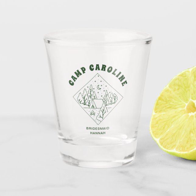 Verre A Shot Enterrement de vie de jeune fille en camping sur m (Devant)