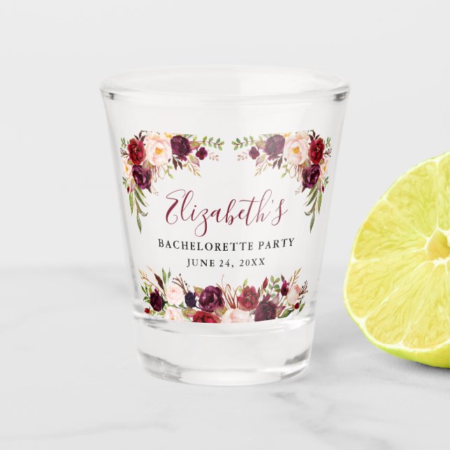 Verre A Shot Enterrement de Vie de Jeune Fille Floral Aquarelle (Devant)