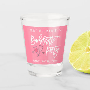 Verre A Shot Enterrement de vie de jeune fille rose et blanc