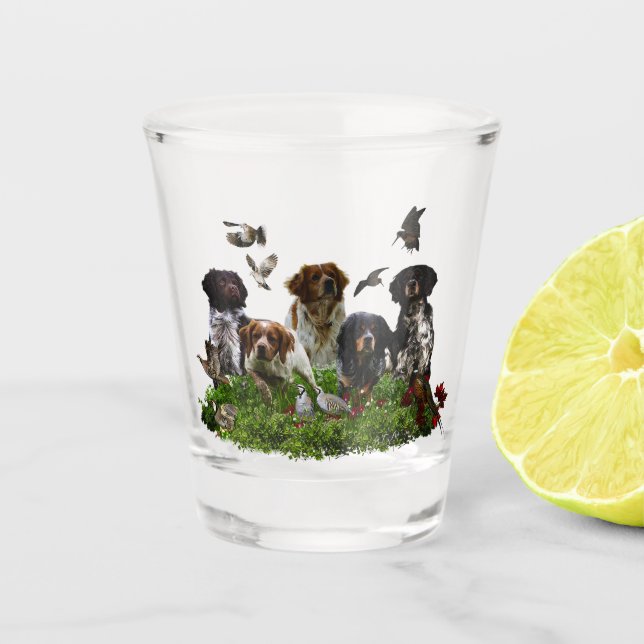Verre A Shot Épagneul breton et bécasse  (Devant)