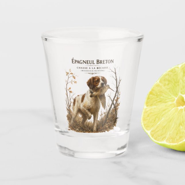Verre A Shot Épagneul breton et bécasse  (Devant)