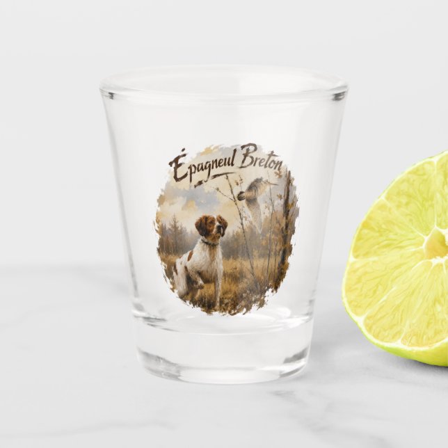 Verre A Shot Épagneul breton et bécasse  (Devant)