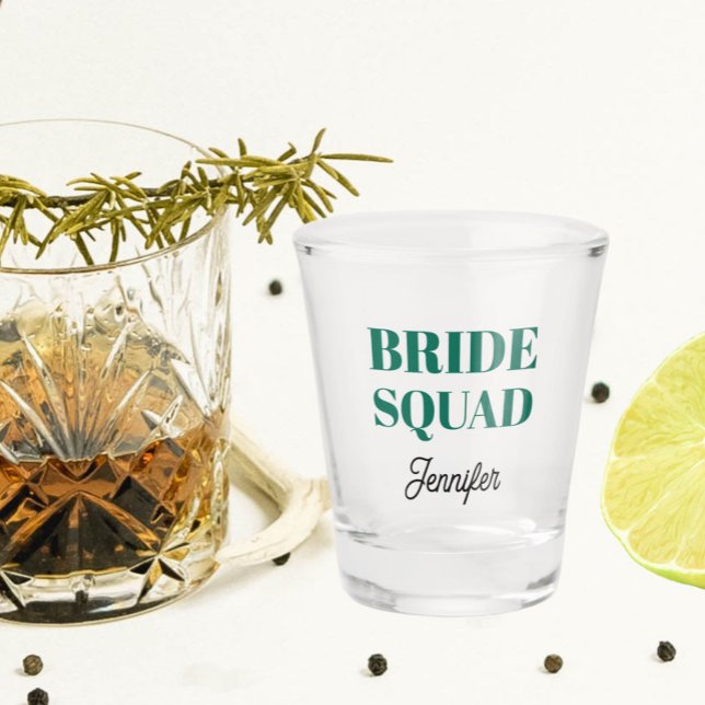 Verre A Shot Équipe de mariée vert émeraude personnalisée (In Situ)