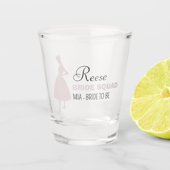 Verre A Shot Équipe de mariées | Chaud Rose Bachelorette Brides (Devant)