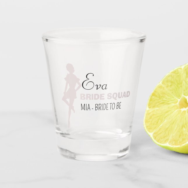 Verre A Shot Équipe de mariées | Chaud Rose Bachelorette Brides (Devant)
