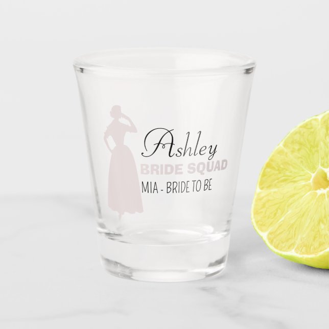 Verre A Shot Équipe de mariées | Chaud Rose Bachelorette Brides (Devant)