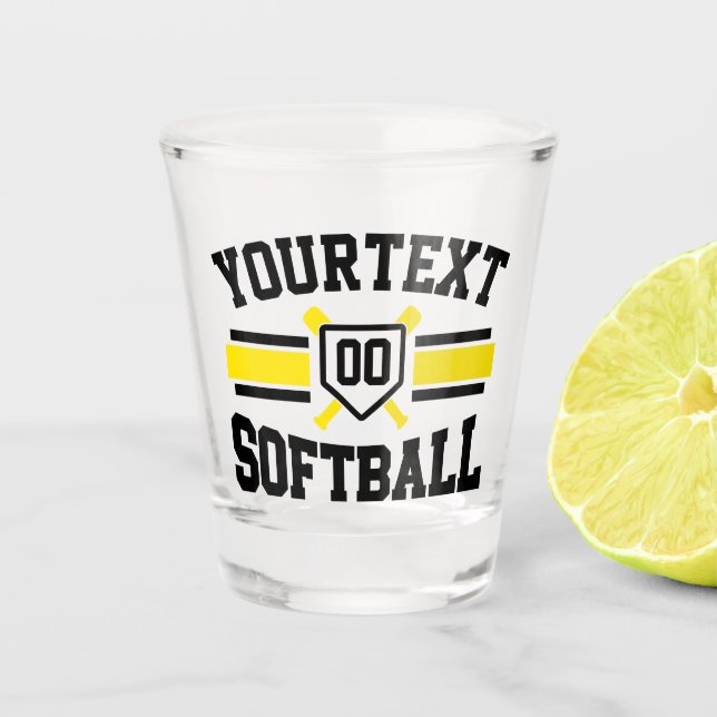 Verre A Shot Équipe de softball personnalisée AJOUTER NOM Joueu (Devant)
