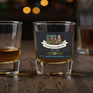 Verre A Shot États-Unis 250 Ans de Liberté Couleur de Fond Pers