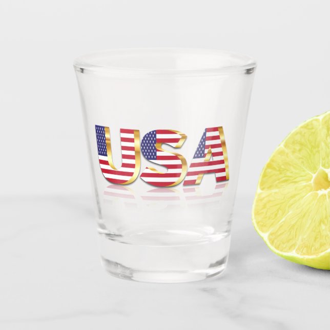 Verre A Shot États-Unis Drapeau Tiré (Devant)