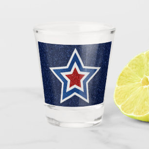 Verre A Shot Étoile rouge, blanche, bleue scintillante du 4 jui