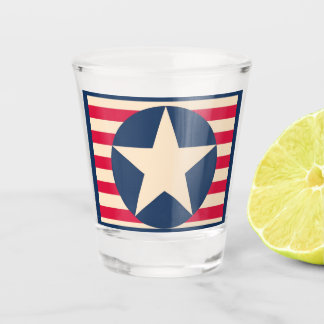 Verre A Shot Étoiles et bandes patriotiques vintage