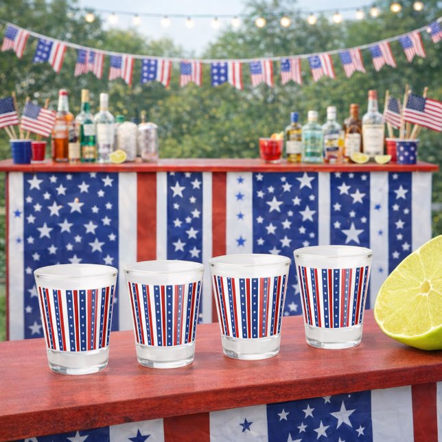 Verre A Shot Étoiles et rayures patriotiques  ("Patriotic party shot glasses")