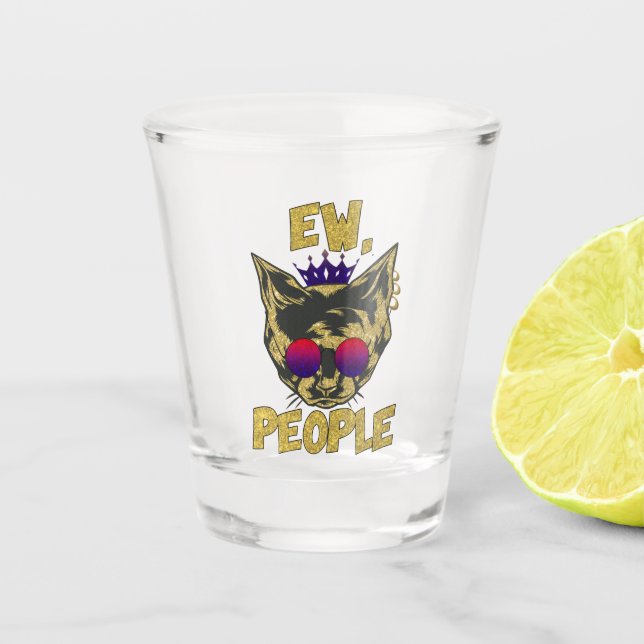 Verre A Shot Ew | Drôle chat en Badass (Devant)