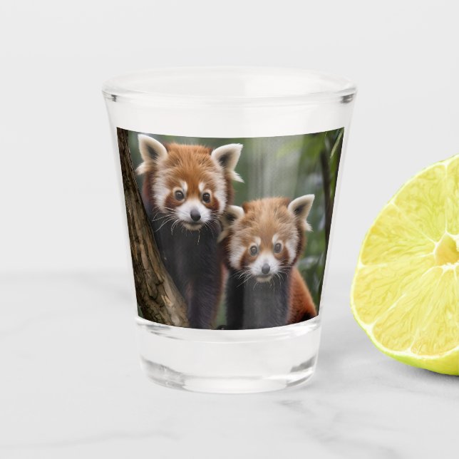 Verre A Shot "Explorateurs en haut de l'arbre : Pandas rouge bé (Devant)