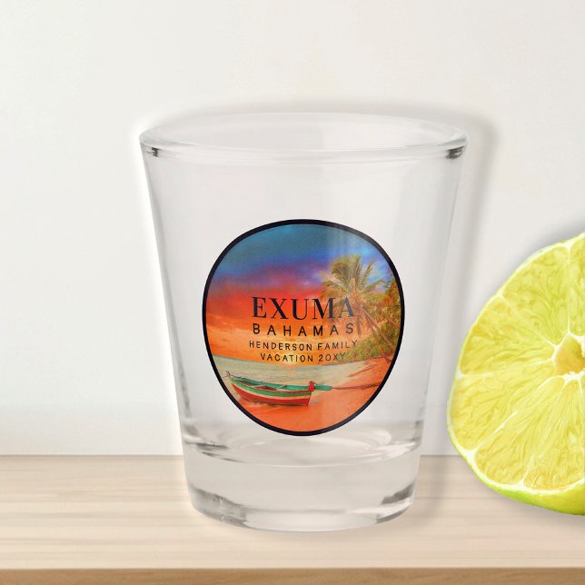 Verre A Shot Exuma Bahamas Retro Sunset Travel Souvenir 1950 (Créateur téléchargé)