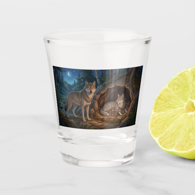 Verre A Shot Famille de loups   (Devant)
