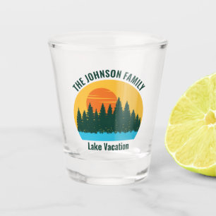 Verre A Shot Family Lake Trip Cute Coucher de soleil Customisé