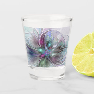Verre A Shot Fantaisie Abstraite Moderne Fleur Fractale Colorée