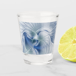 Verre A Shot Fantaisie dynamique Abstrait Tons bleus Art fracta