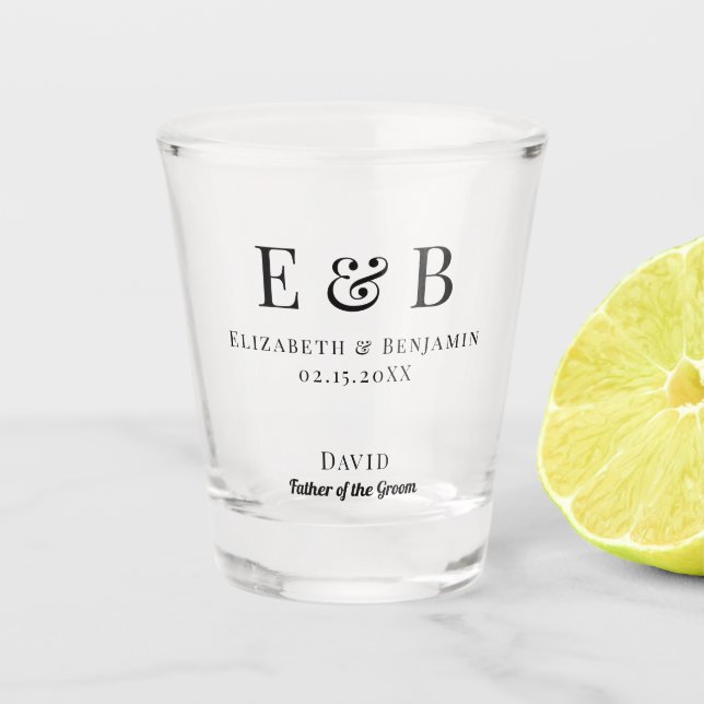 Verre A Shot Father of the Groom Gift Monogram Wedding Minimal (Devant)