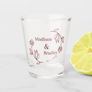 Verre A Shot Faveur de mariage à monogramme de couple floral de