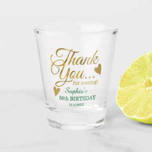 Verre A Shot Faveurs de remerciement vertes et or pour fête d'a