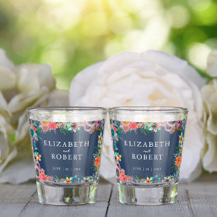 Verre A Shot Favori de mariage à l'aquarelle Fleurs sauvages fl