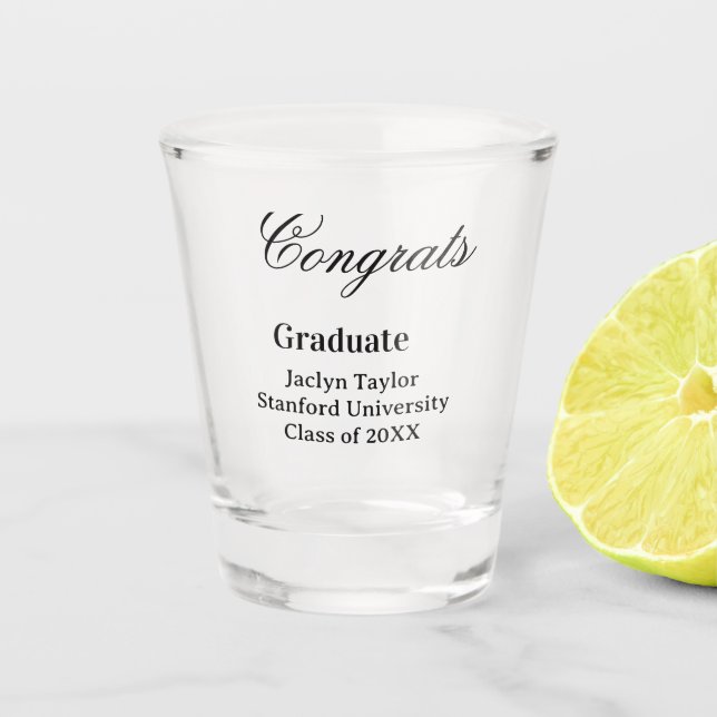 Verre A Shot Félicitations diplômé nom université nom promotion (Devant)