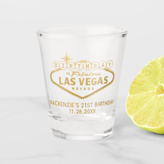 Verre A Shot Fête d'anniversaire personnalisée de Las Vegas Fav (Devant)