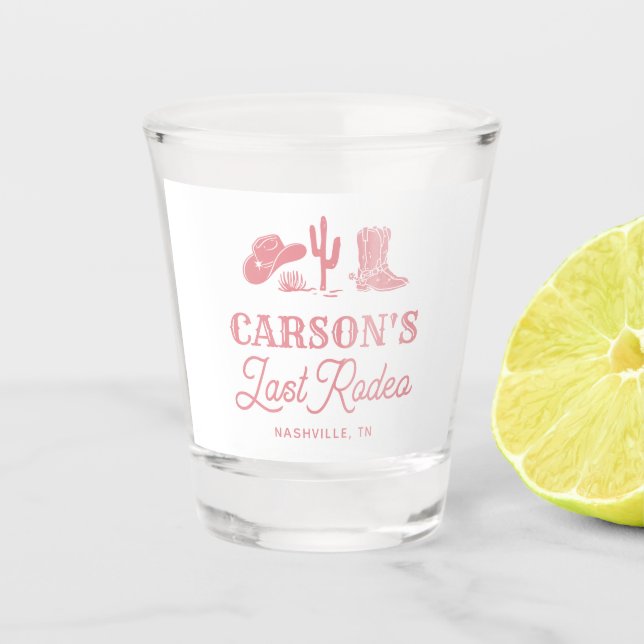 Verre A Shot Fête de Bachelorette de Cowgirl Dernier Rodéo Rose (Devant)