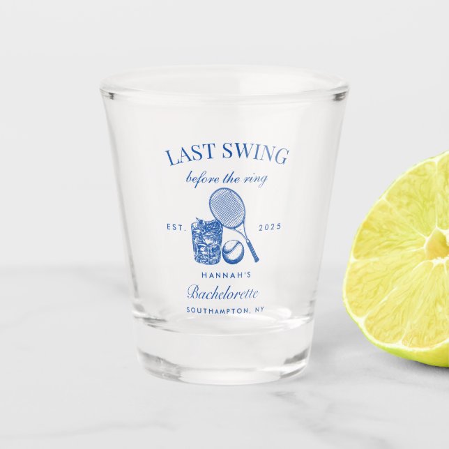 Verre A Shot Fête de Bachelorette de Weekend de Tennis Moderne  (Devant)