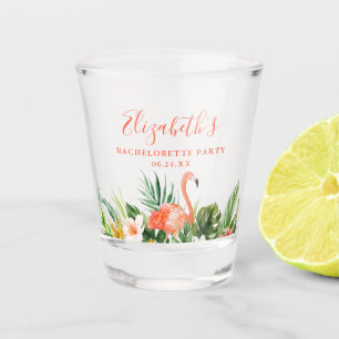 Verre A Shot Fête de Bachelorette Florale de Corail tropical