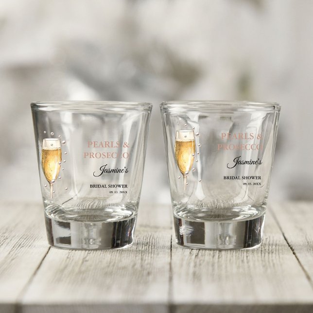 Verre A Shot Fête de douche de mariée Perles et Prosecco (Créateur téléchargé)