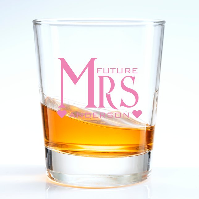 Verre A Shot Fête de fiançailles de Mme Future Rose Douche de M (pink heart future mrs bride wedding engagement shot glass)