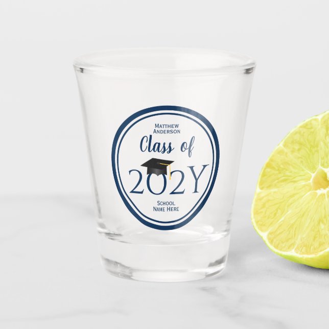 Verre A Shot Fête de fin d'études élégante bleu marine de la pr (Devant)