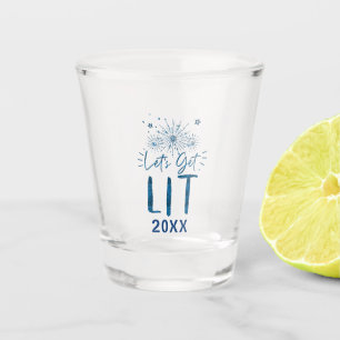 Verre A Shot Fête de la Réveillon du Nouvel An, Lit Blue Typogr