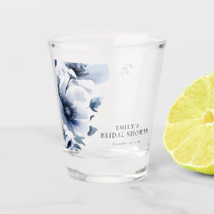 Verre A Shot Fête de Mariage Fleurie Bleu Marine