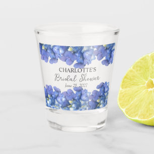 Verre A Shot Fête de mariage personnalisée avec hortensias bleu
