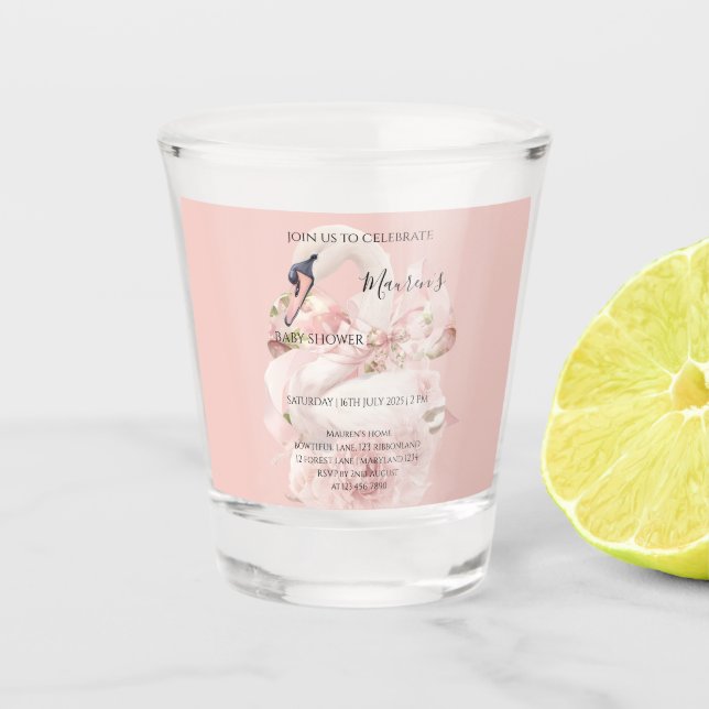 Verre A Shot Fête de naissance fille à ruban rose (Devant)