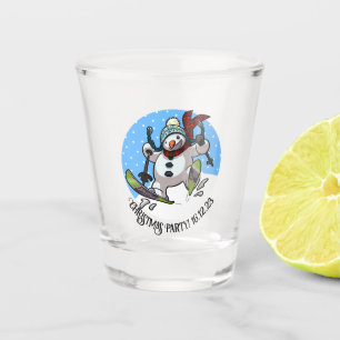 Verre A Shot Fête de Noël Ski Snowman Wooly Cartoon Casquette