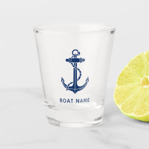 Verre A Shot Fête de plage moderne avec ancre de bateau et nom