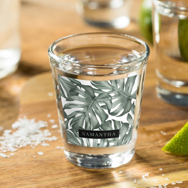Verre A Shot Feuille de Monstera Tropical Personnalisée (Créateur téléchargé)
