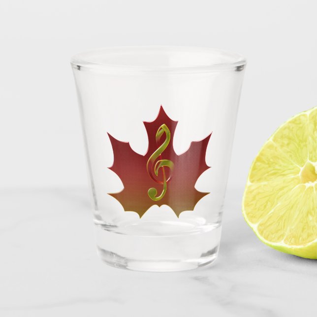 Verre A Shot Feuille d'érable rouge dans l'harmonie des couleur (Devant)