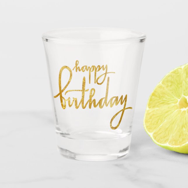 Verre A Shot Feuille d'or de joyeux anniversaire (Devant)