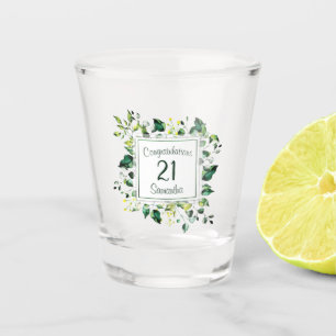 Verre A Shot Feuille verte d'aquarelle - tout anniversaire