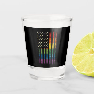 Verre A Shot Fierté USA Amérique détenue drapeau arc-en-ciel LG