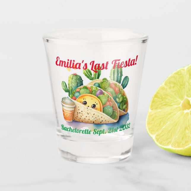 Verre A Shot Fiesta Shot Glass Taco Bachelorette Personnalisé (Devant)