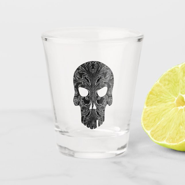 Verre A Shot Filigree Goth Day of Dead Skull (Devant)