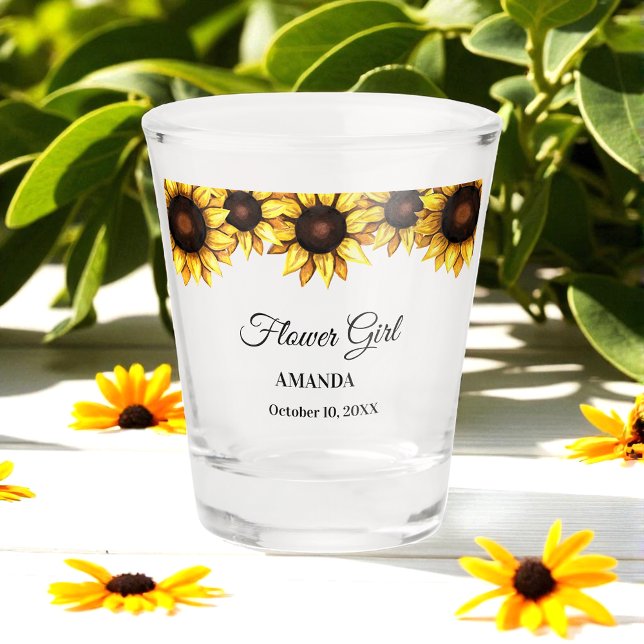Verre à shot Fille aux fleurs de tournesol Mariage (Créateur téléchargé)