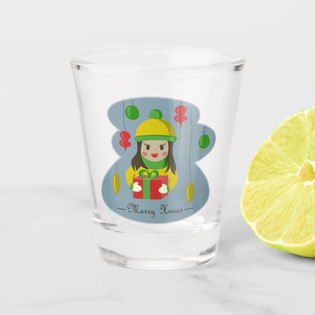Verre A Shot Fille avec boîte cadeau de Noël (Devant)